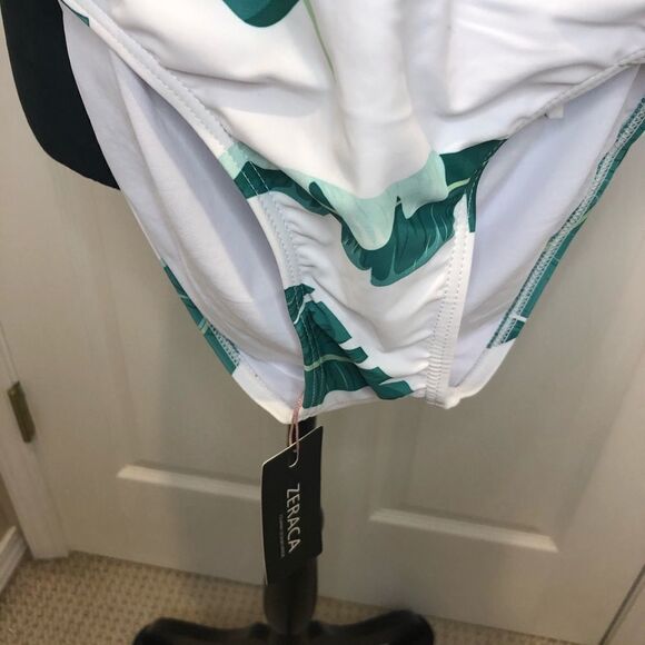 NWT Zeraca green white halter swim suit - Picture 3 of 8